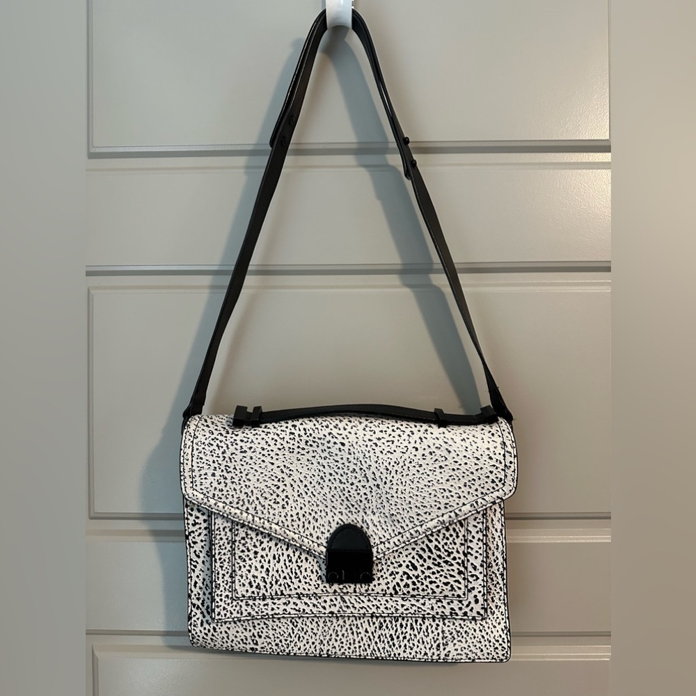 Loeffler Randall Medium Rider Leather Satchel Bag - White Leopard Print
